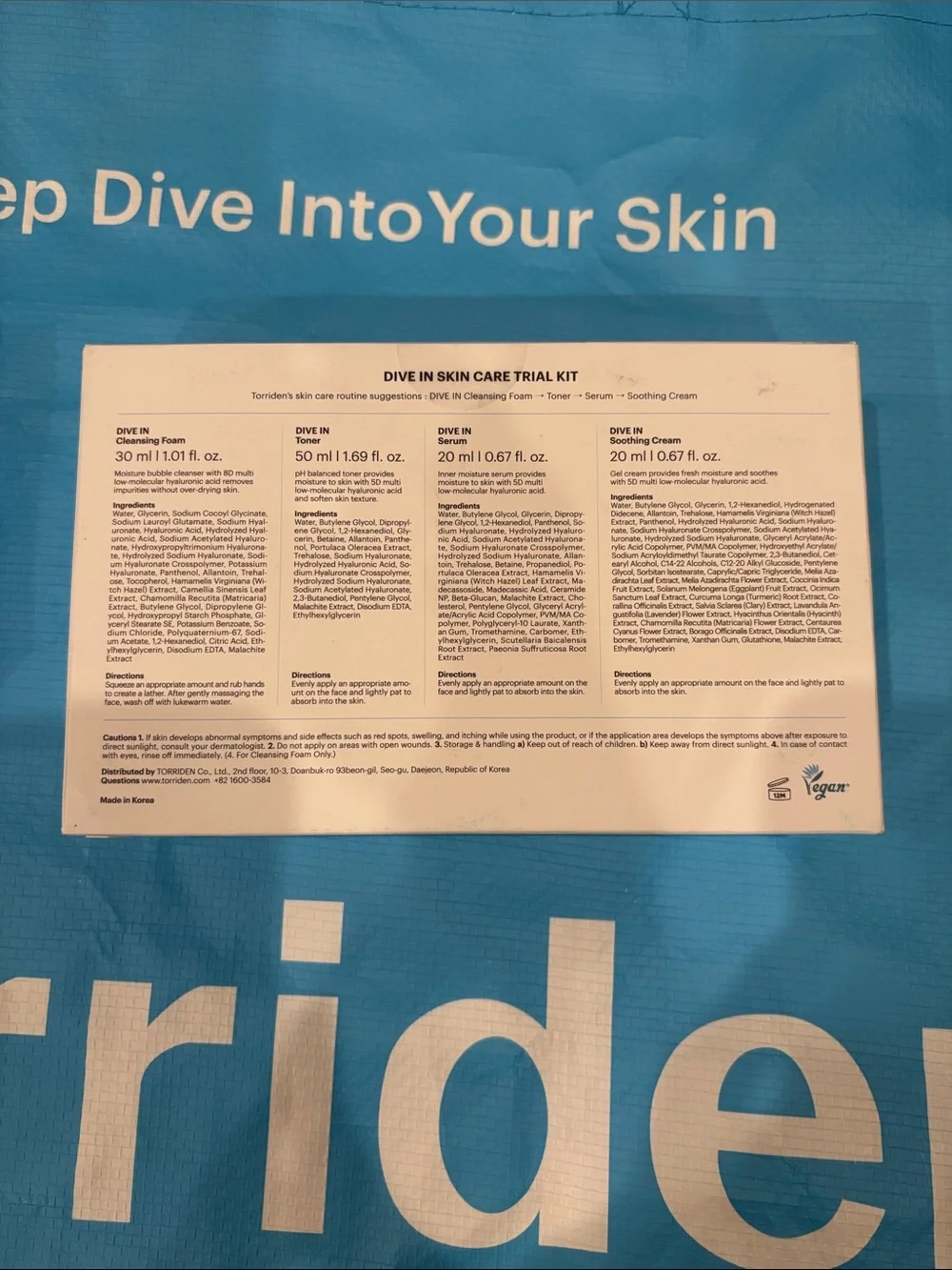 NIB Sealed Korean Beauty Brand Torriden Kit, Hyaluronic Acid Serum, Cream & Tote